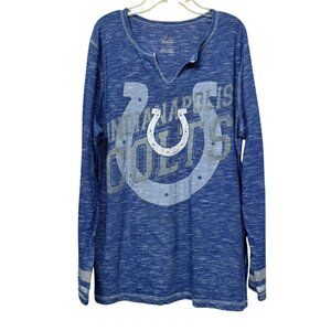 Majestic Indianapolis Colts Long Sleeve V-Neck Tee NFL Football Men XXL Blue
